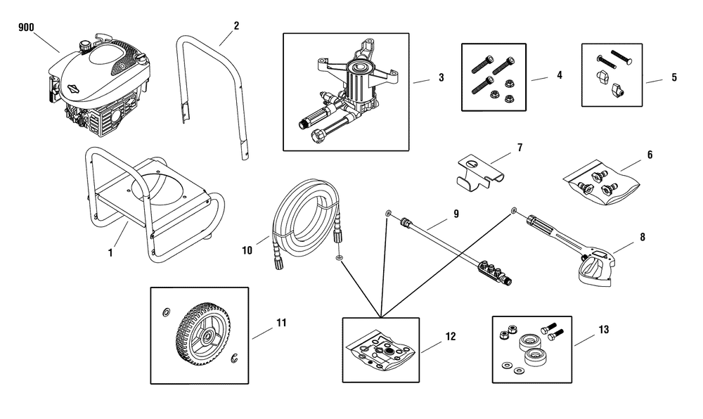 Main Unit (316005) Diagram and Parts List for 020513-00  Briggs and Stratton Pressure Washer